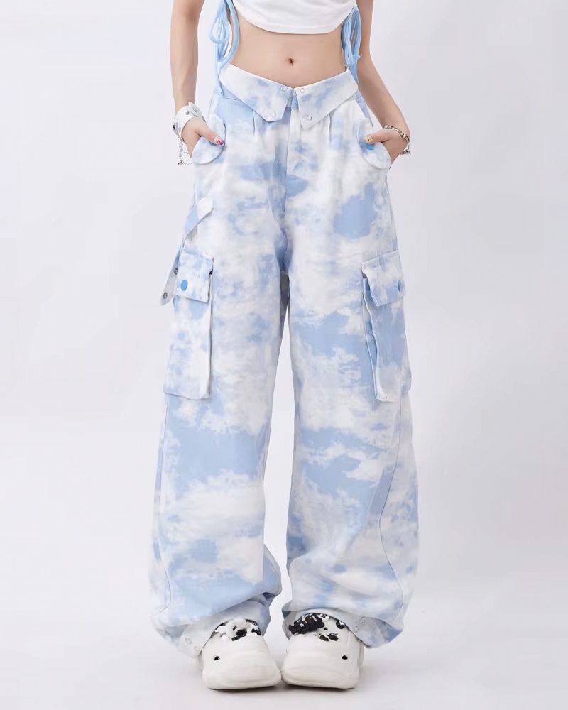 Blue And White Tie Dye Pants