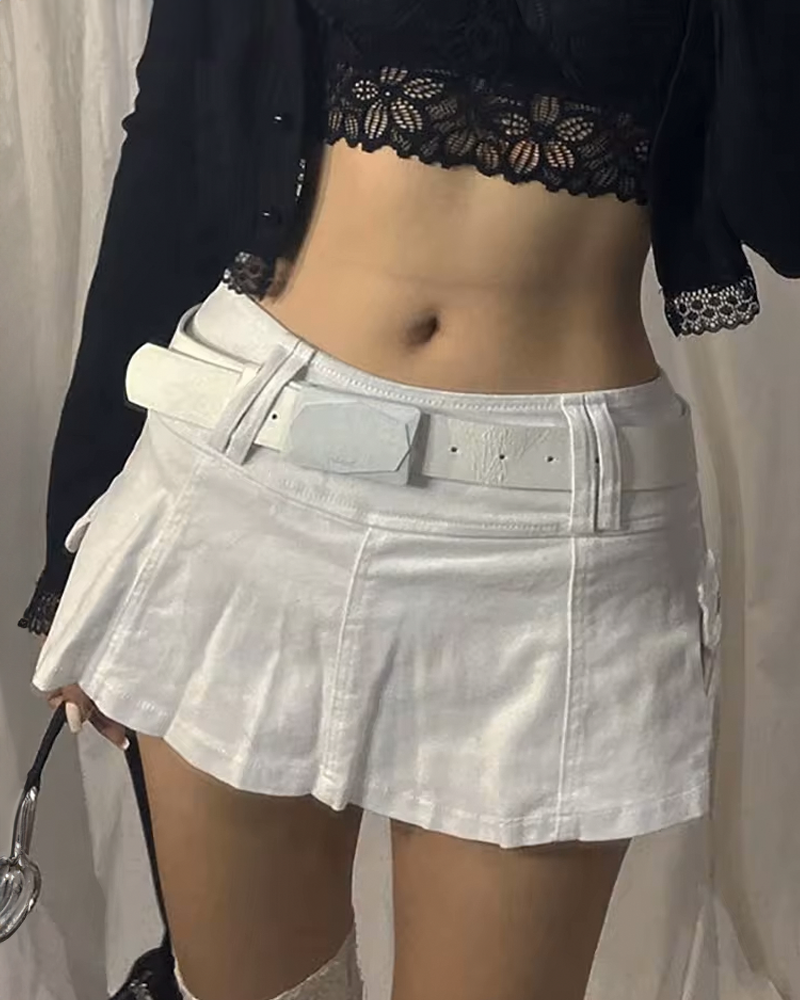 White Mini Skirt Y2K