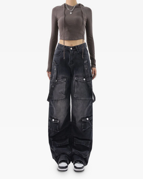 Black Cargo Jeans Womens