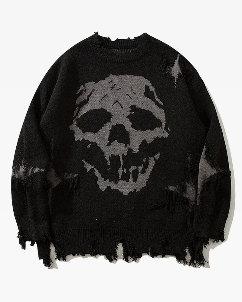 Black Skull Sweater | Y2K Wave