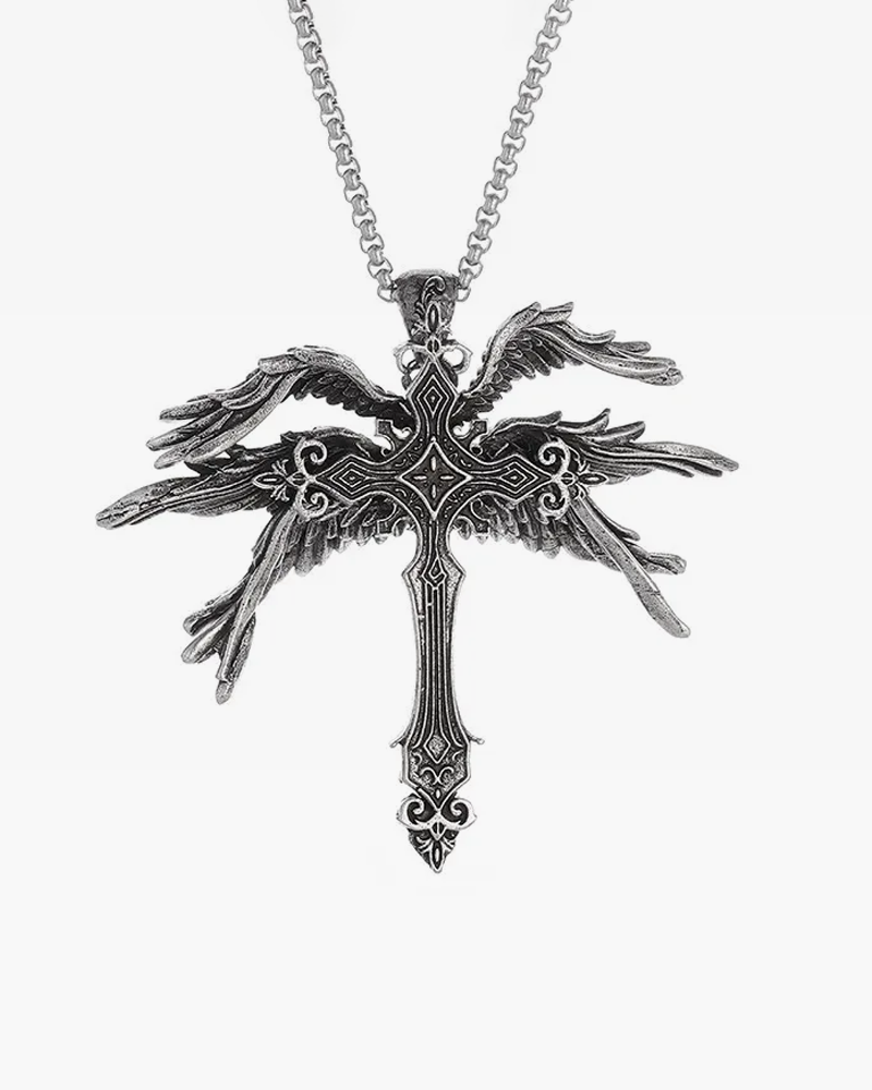 Cross With Angel Wings Necklace