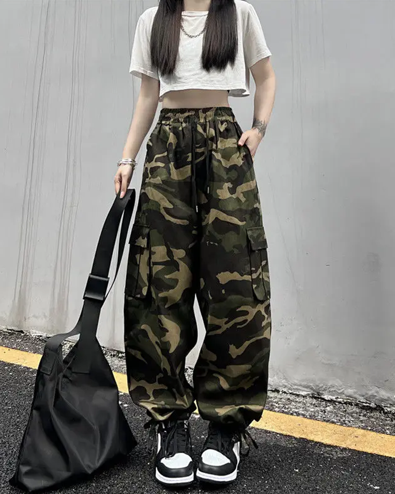 Camo Baggy Pants Womens