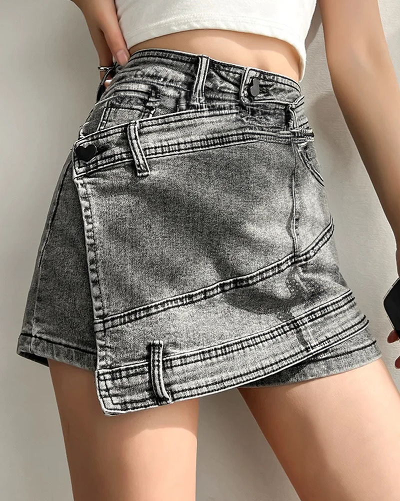Gray Denim Mini Skirt