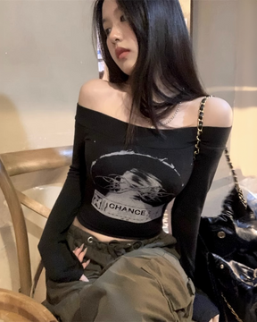 Goth Long Sleeve Crop Top