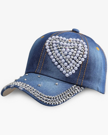 Rhinestone Heart Cap