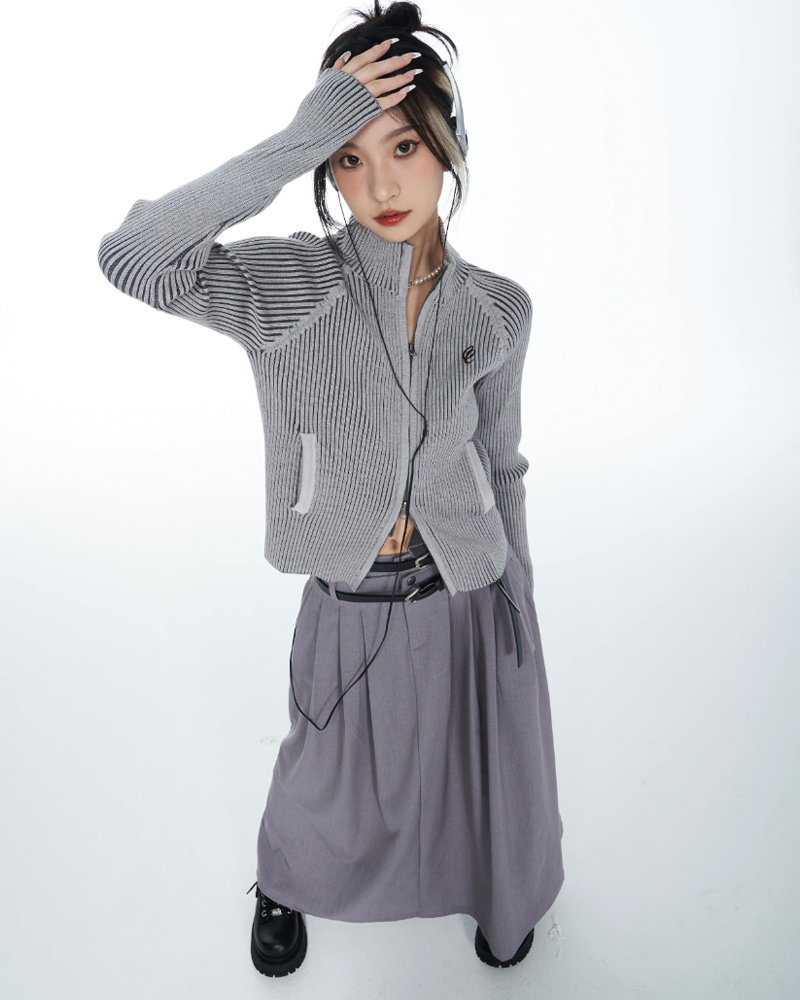 Grey Zip Up Cardigan Womens