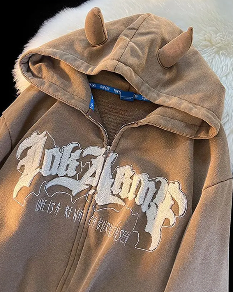 Devil hoodie with horns best sale