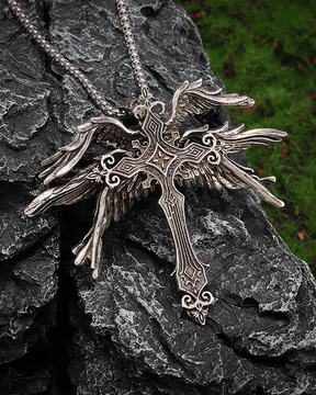 Cross With Angel Wings Necklace