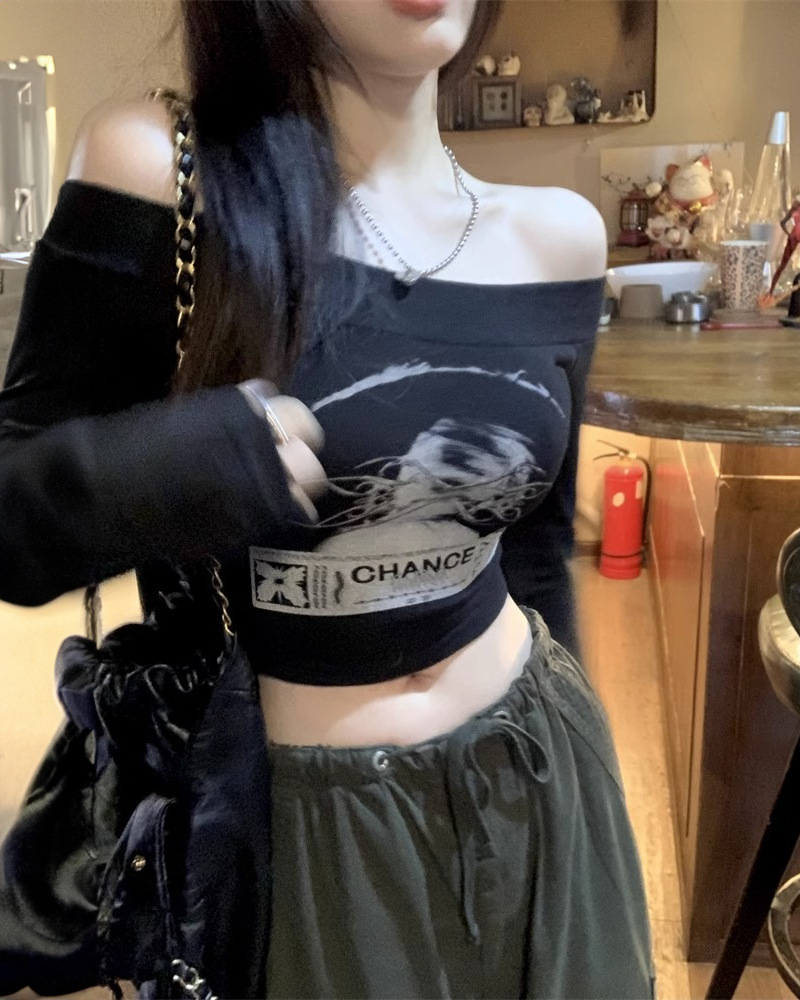 Goth Long Sleeve Crop Top