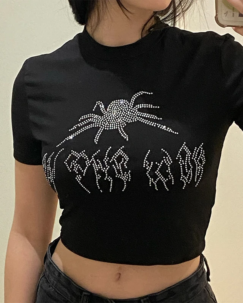 Crop Top With Rhinestones