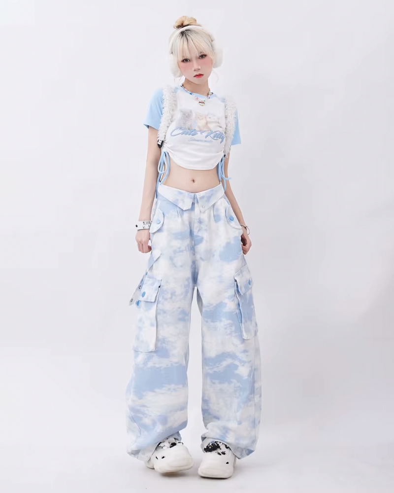 Blue And White Tie Dye Pants