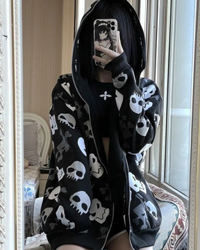 Skull Zip Up Hoodie