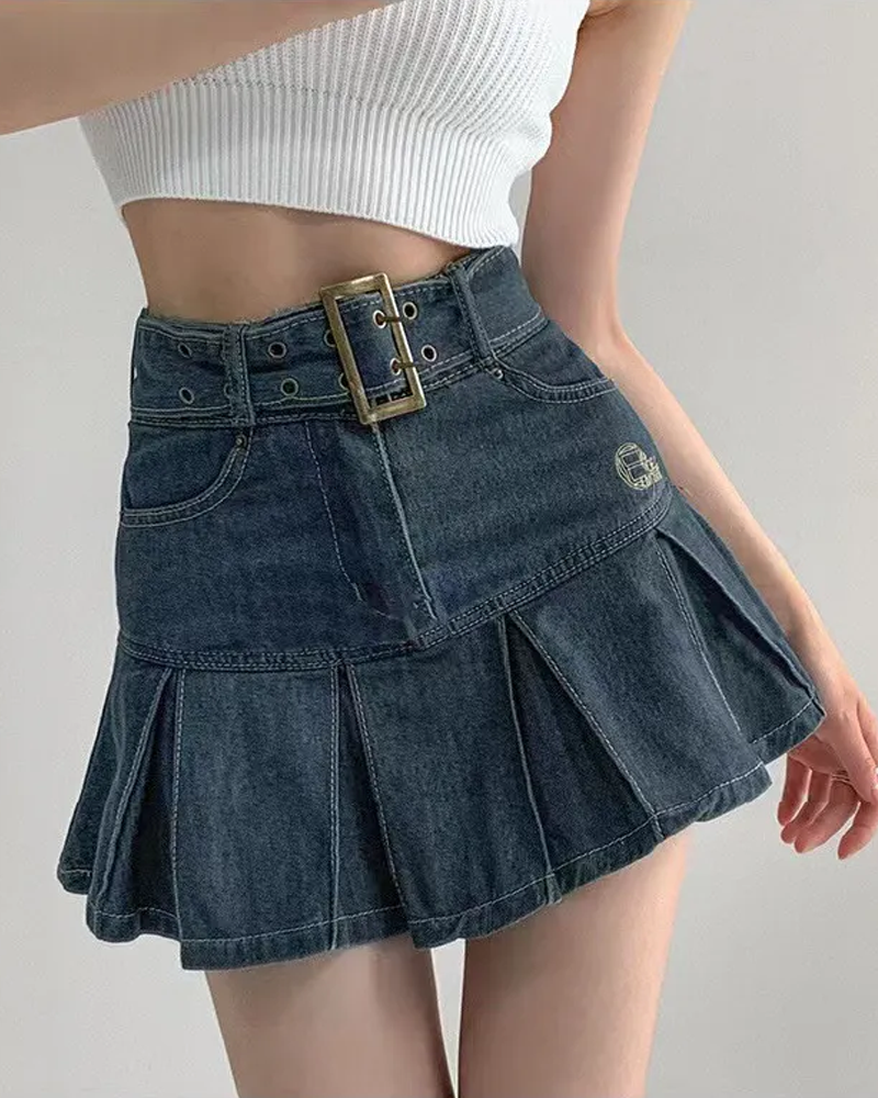 Dark Blue Denim Skirt