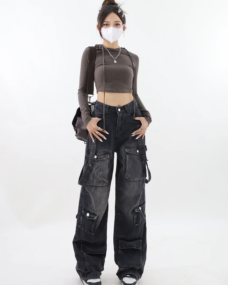 Black Cargo Jeans Womens