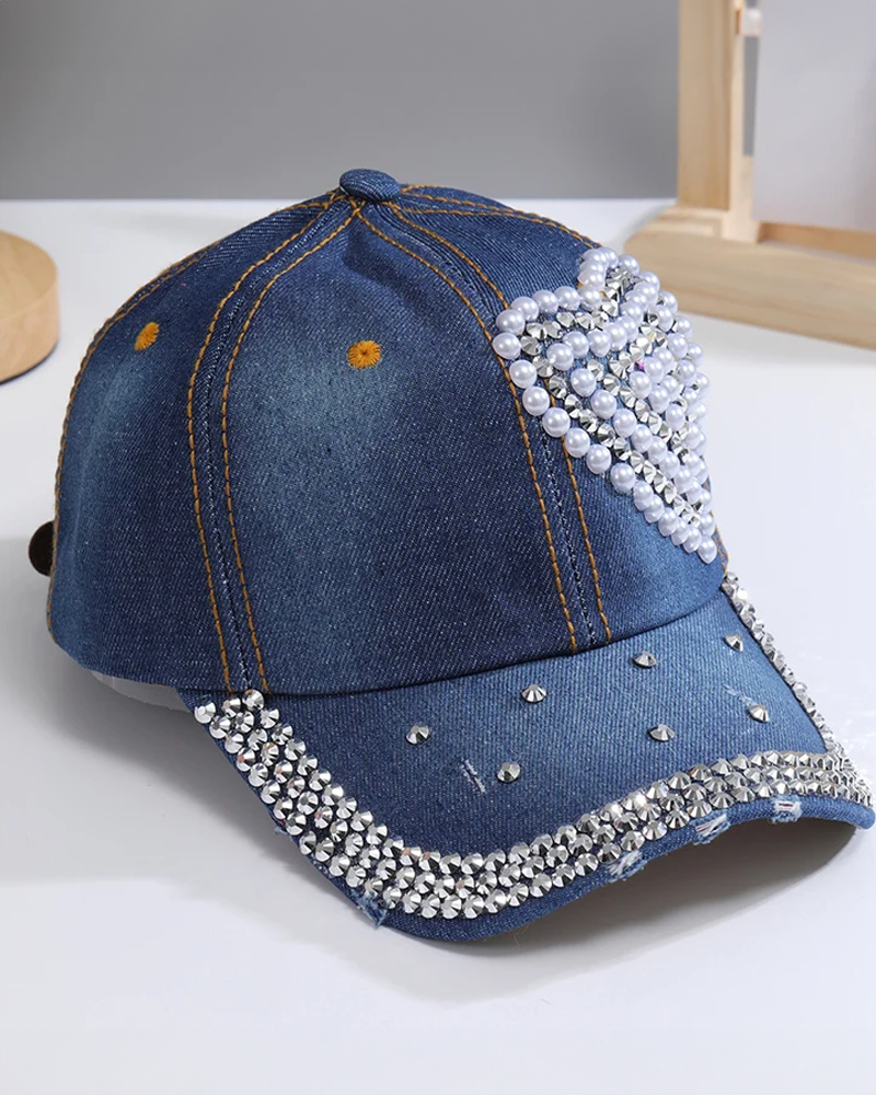 Rhinestone Heart Cap