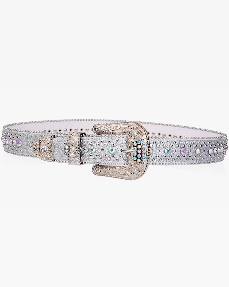 Silver Belt With Rhinestones