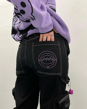 Black And Purple Cargo Pants