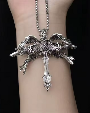Cross With Angel Wings Necklace