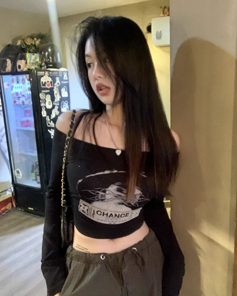 Goth Long Sleeve Crop Top