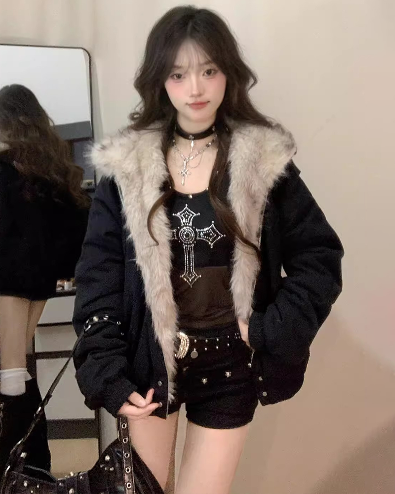 Fur Lined Jacket Y2K | Y2K Wave Fur Lined Jacket Y2K | Y2K Wave