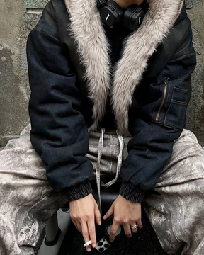 Denim Jacket With Fur