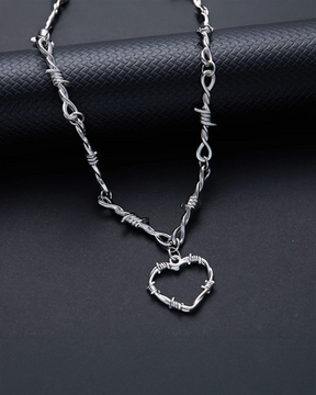 Barbed Wire Heart Necklace