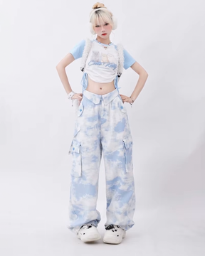 Blue And White Tie Dye Pants