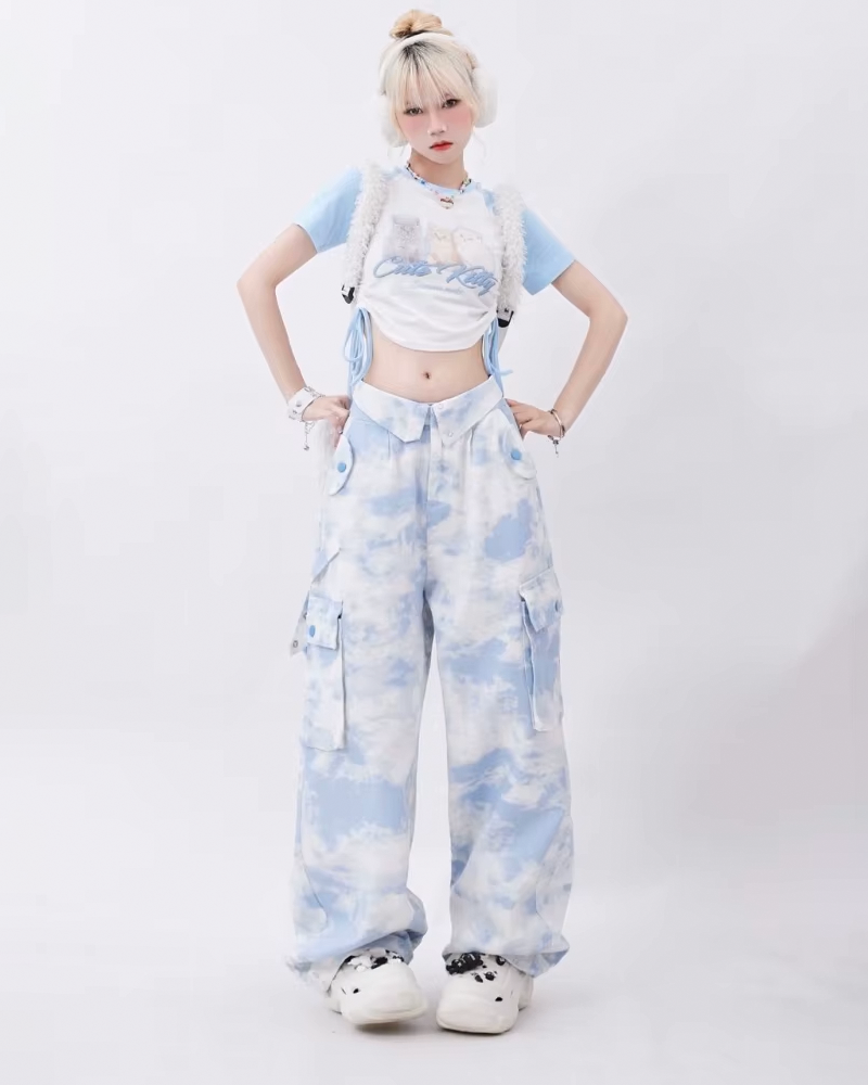 Blue And White Tie Dye Pants