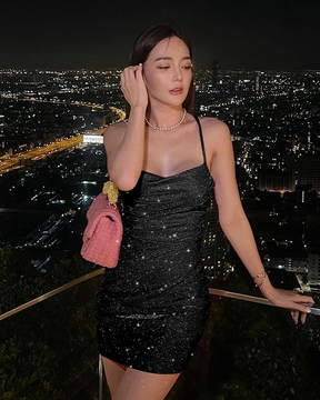 y2k glitter dress Black Glitter Dress