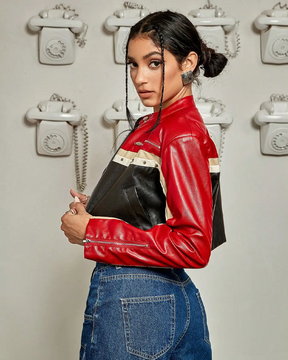 Red And Black Cropped Jacket