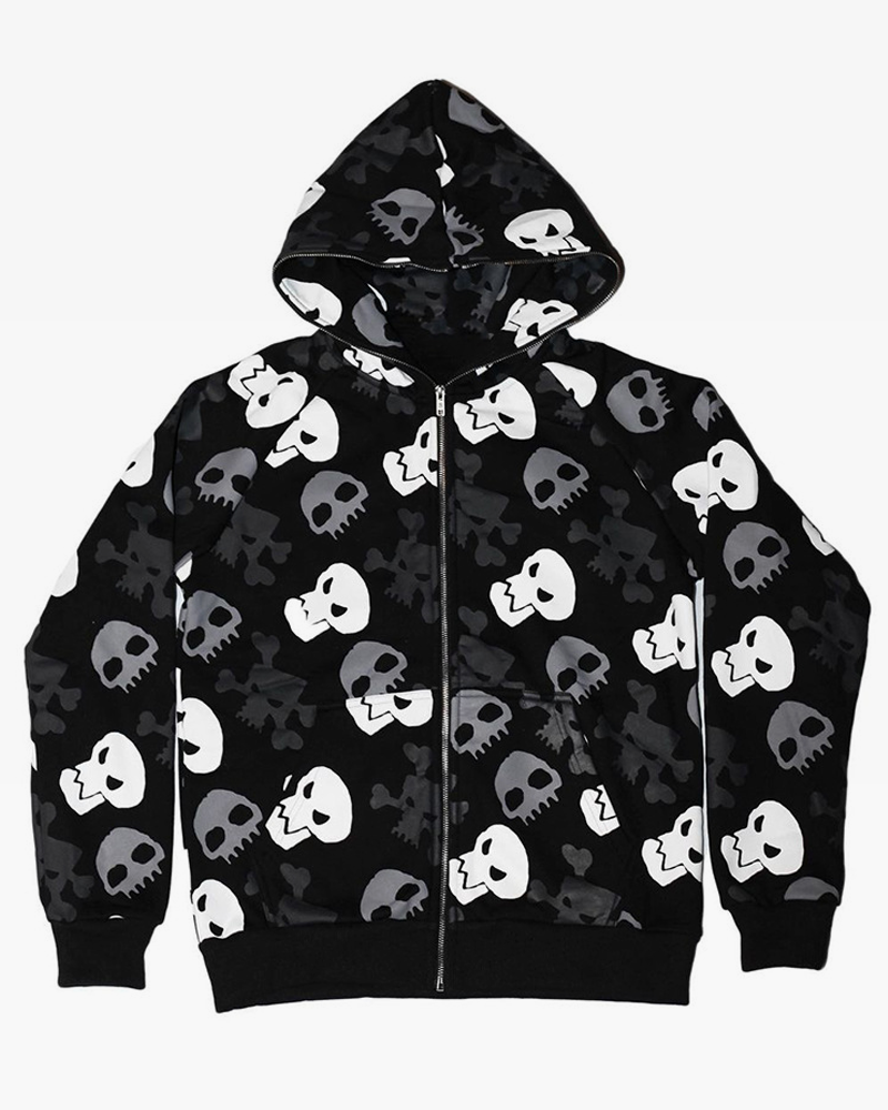 Skull Zip Up Hoodie