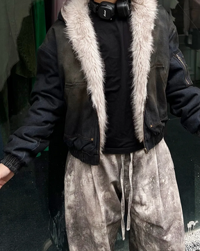 Denim Jacket With Fur