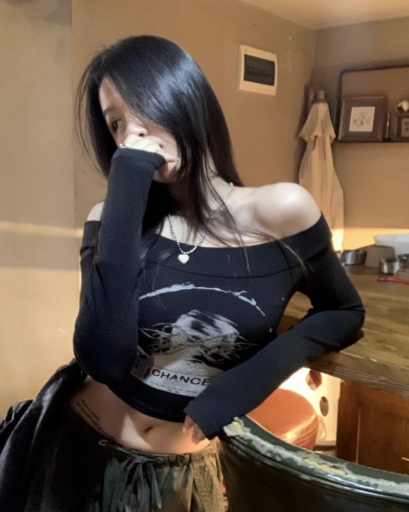 Goth Long Sleeve Crop Top