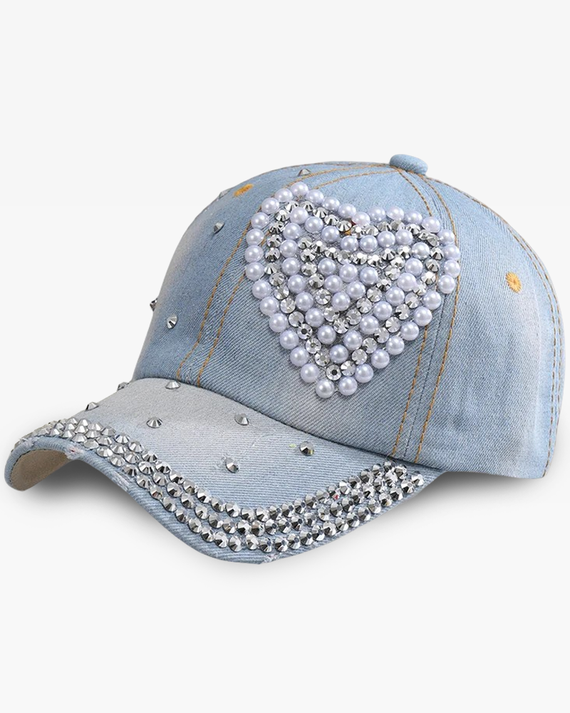 Rhinestone Heart Cap