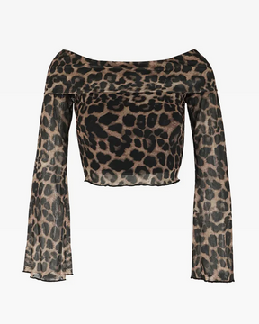 Leopard Print Off The Shoulder Top