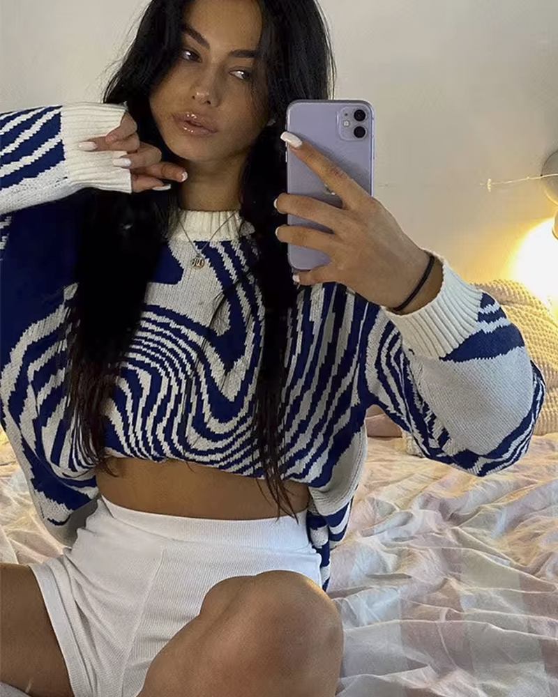 Blue And White Sweater