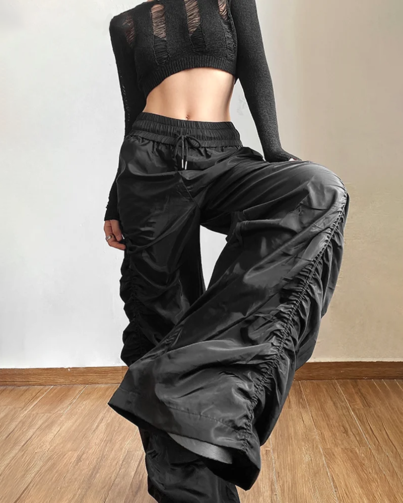 Black Parachute Pants Womens