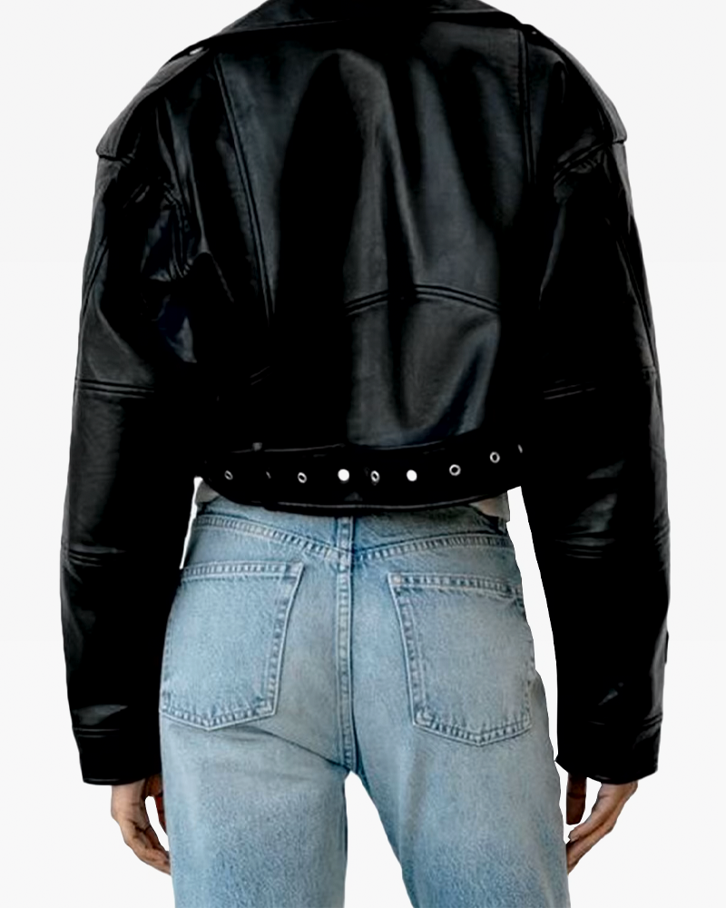 Cropped Leather Jacket Womens | Y2K Wave Cropped Leather Jacket Womens | Y2K Wave