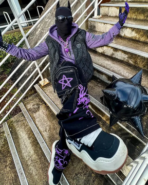 Black And Purple Cargo Pants