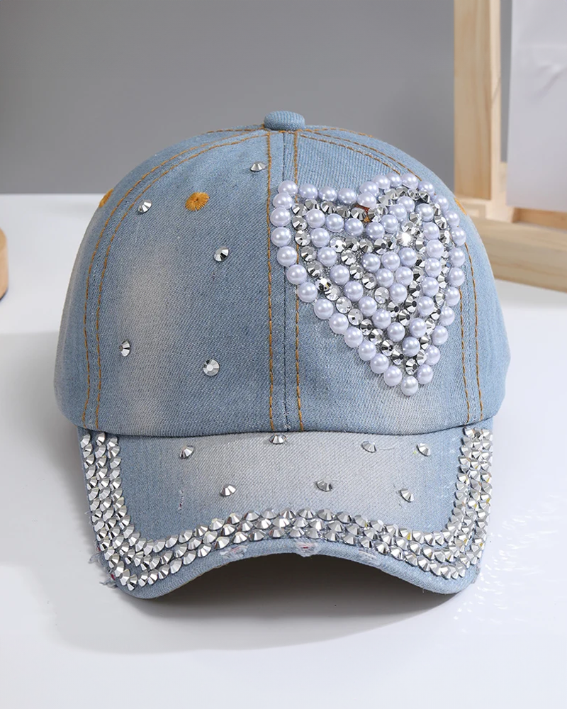 Rhinestone Heart Cap