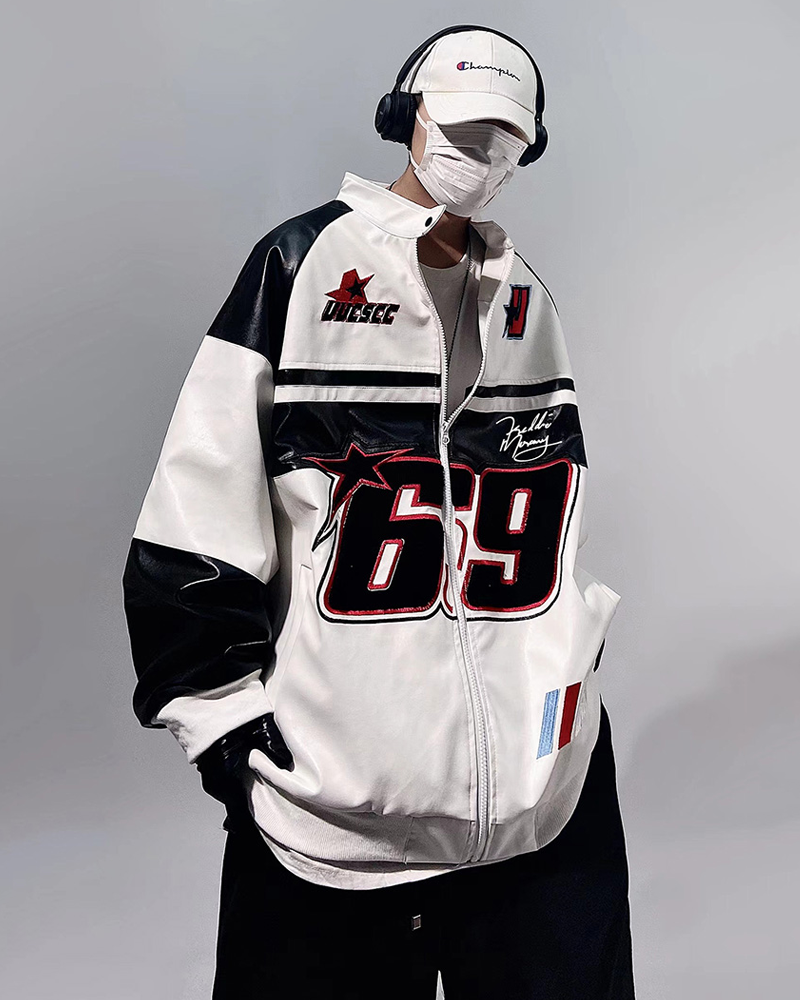 Faux Leather Racer Jacket | Y2K Wave