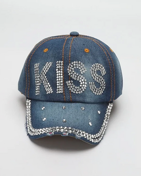 Denim Cap With Rhinestones