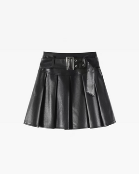 Leather Pleated Skirt