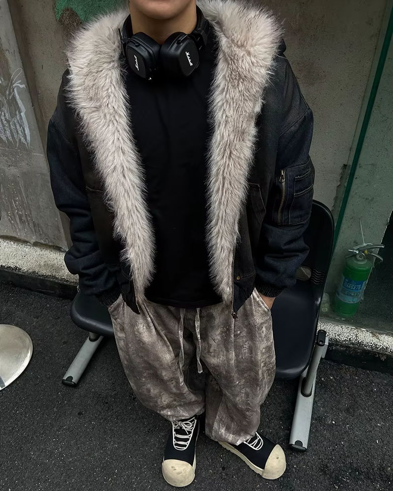 Denim Jacket With Fur