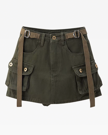 Denim Cargo Skirt