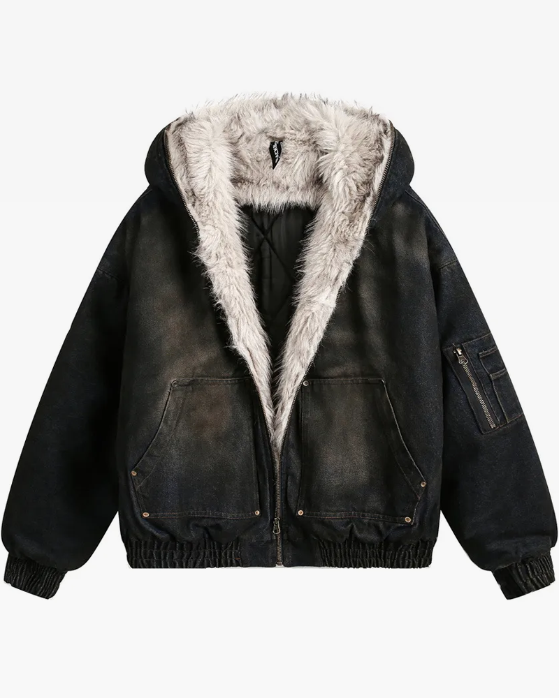 Denim Jacket With Fur