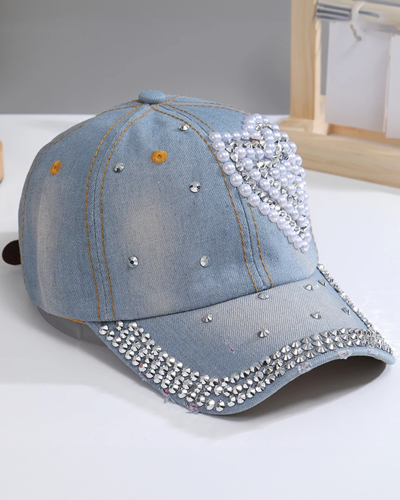 Rhinestone Heart Cap